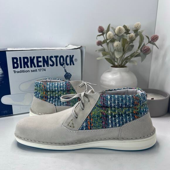 Birkenstocks Memphis High Leather/Textile Shoes Gray/Blue Men 13 NWB Regular Fit - Picture 7 of 10